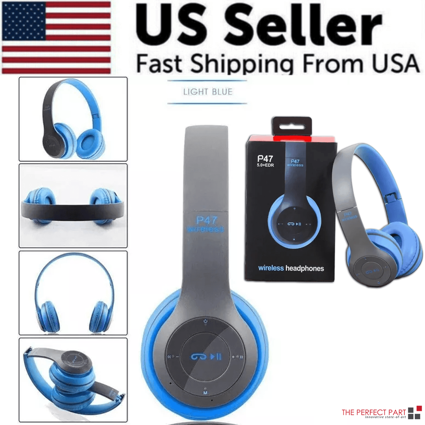 Wireless Bluetooth 5.0 Headphones Headset Over-Ear FM Radio MIC Foldable TF Card.