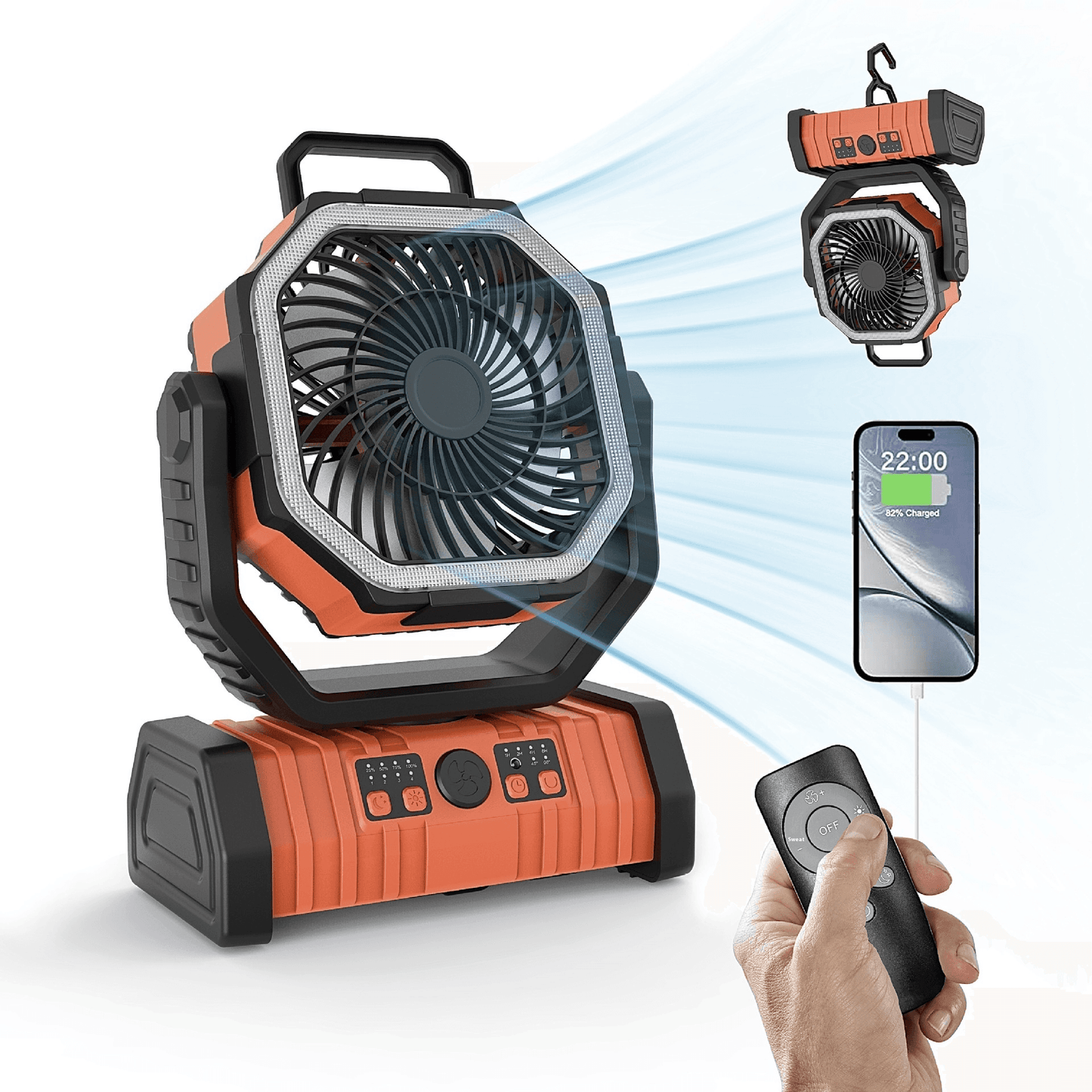 Outdoor Household Power Bank LED Light Camping Fan.