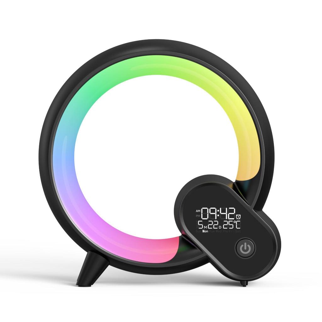 Creative Q Light Analog Sunrise Digital Display Alarm Clock Bluetooth Audio Intelligent Wake-up Q Colorful Atmosphere Light.