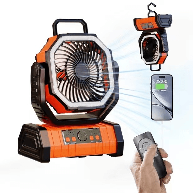 Outdoor Household Power Bank LED Light Camping Fan.