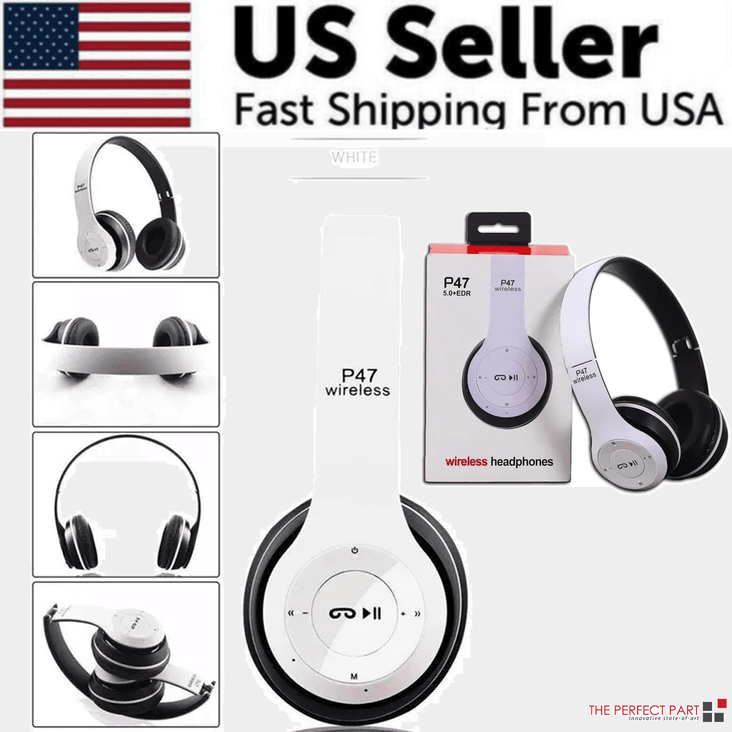 Wireless Bluetooth 5.0 Headphones Headset Over-Ear FM Radio MIC Foldable TF Card.