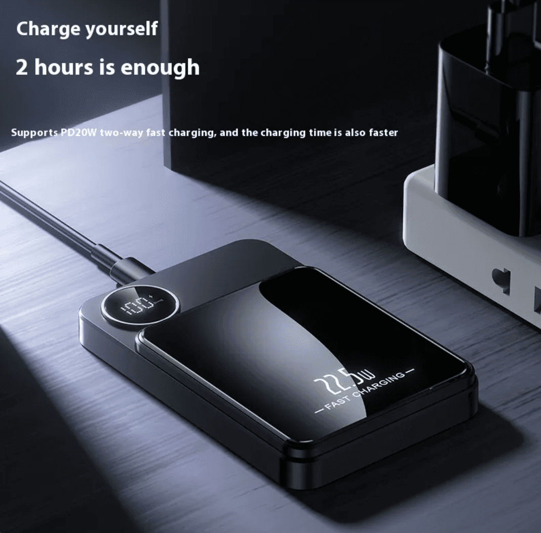 Ultra-thin Magnetic Wireless Power Bank.