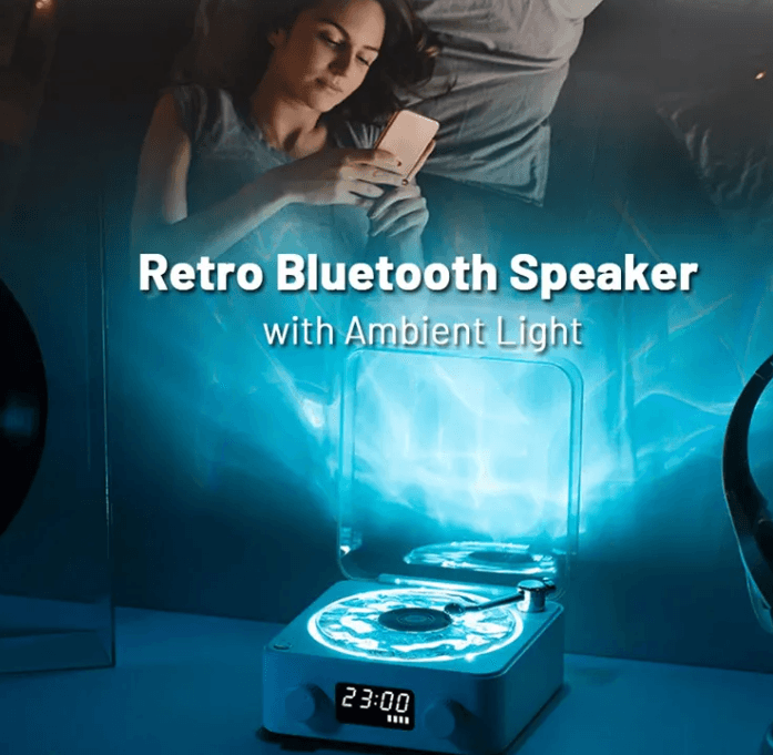 Bluetooth Retro Turntable Speaker with RGB Lights.