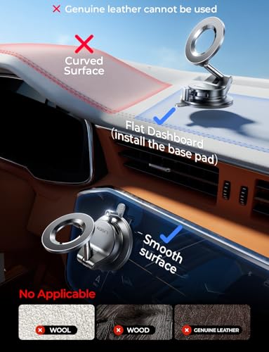 LISEN MagSafe Car Mount 2 Pack | iPhone Suction Cup Windshield & Dashboard Holder