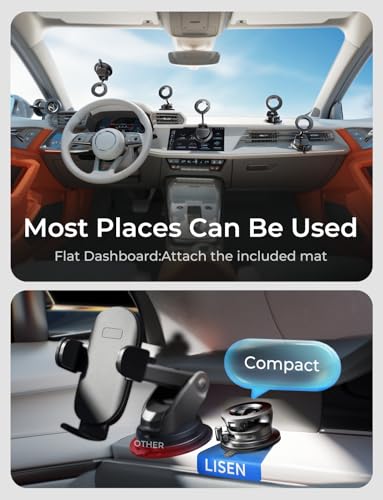 LISEN MagSafe Car Mount 2 Pack | iPhone Suction Cup Windshield & Dashboard Holder
