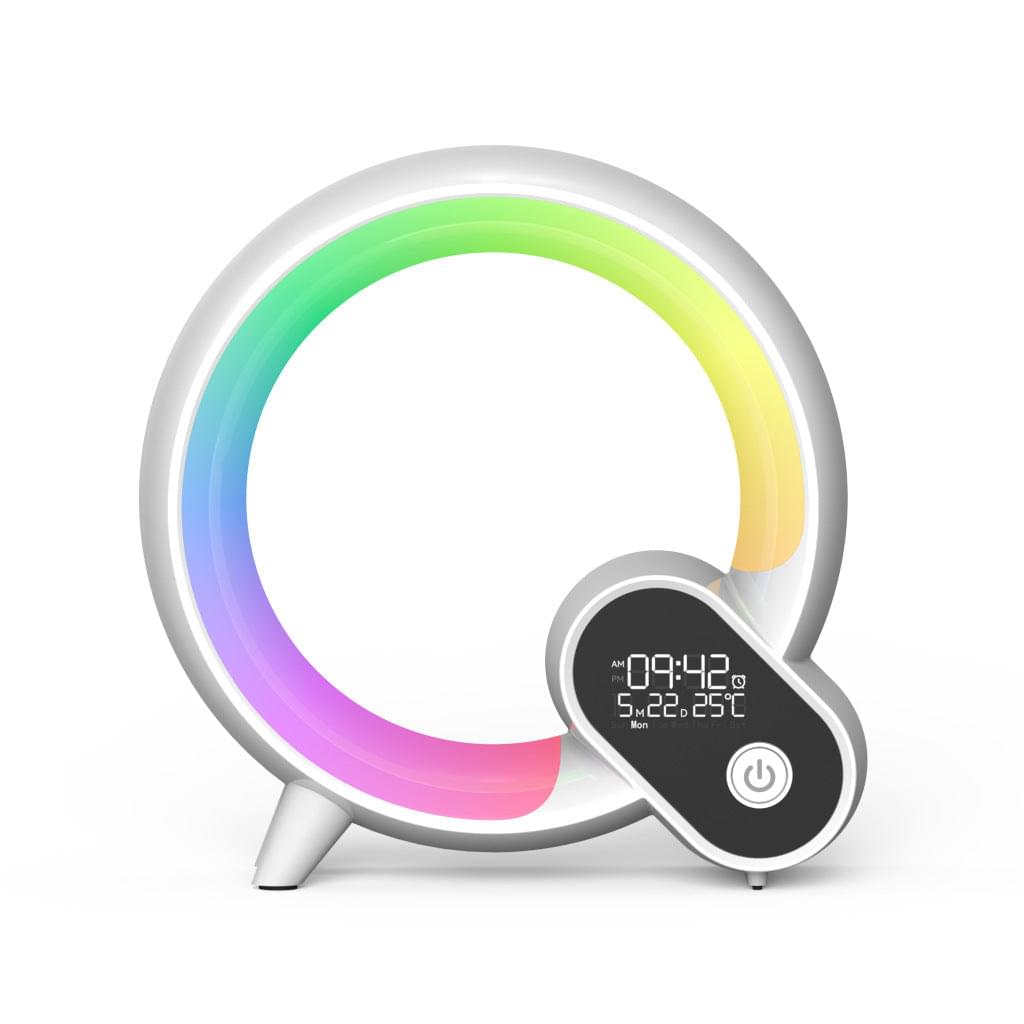 Creative Q Light Analog Sunrise Digital Display Alarm Clock Bluetooth Audio Intelligent Wake-up Q Colorful Atmosphere Light.