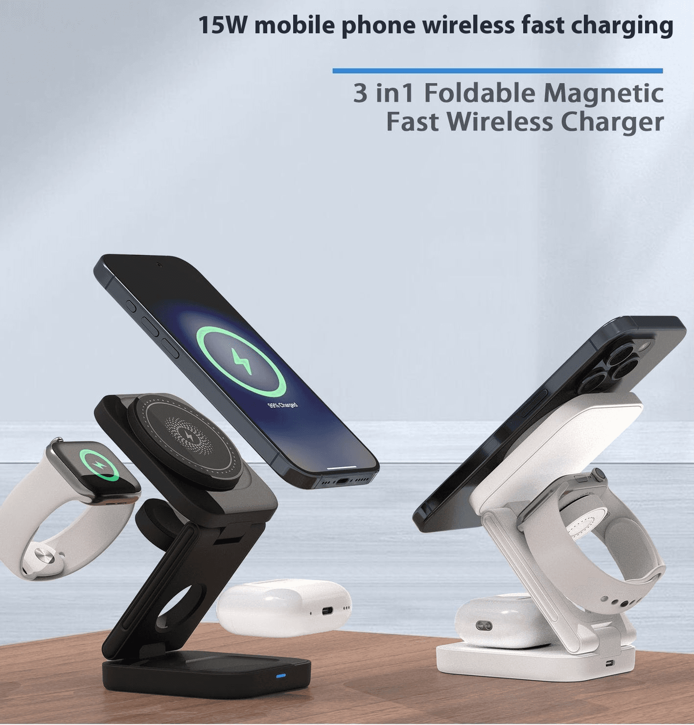 3 IN 1 FOLDABLE WIRELESS CHARGER.