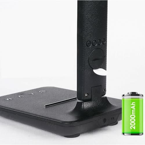 Lamp Plus 3 in 1 with phone charger, clock and thermostat, black base and column with green battery