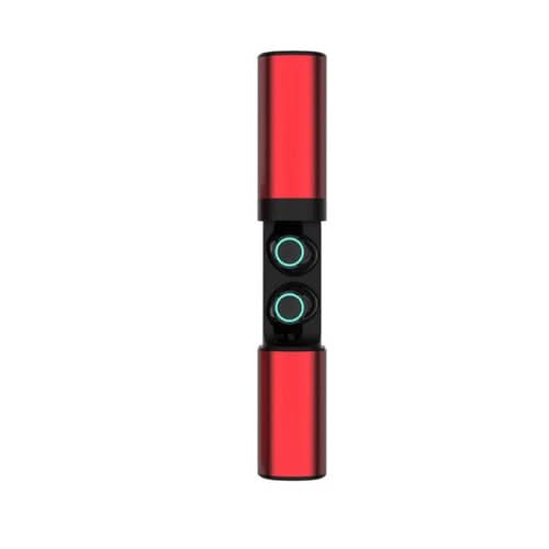 True Twin 2 In 1 Wireless Headphones With Phone Charger in red and black with illuminated controls
