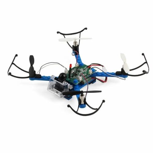 DIY Drone Building STEM Project For Kids with exposed circuit board and propeller arms