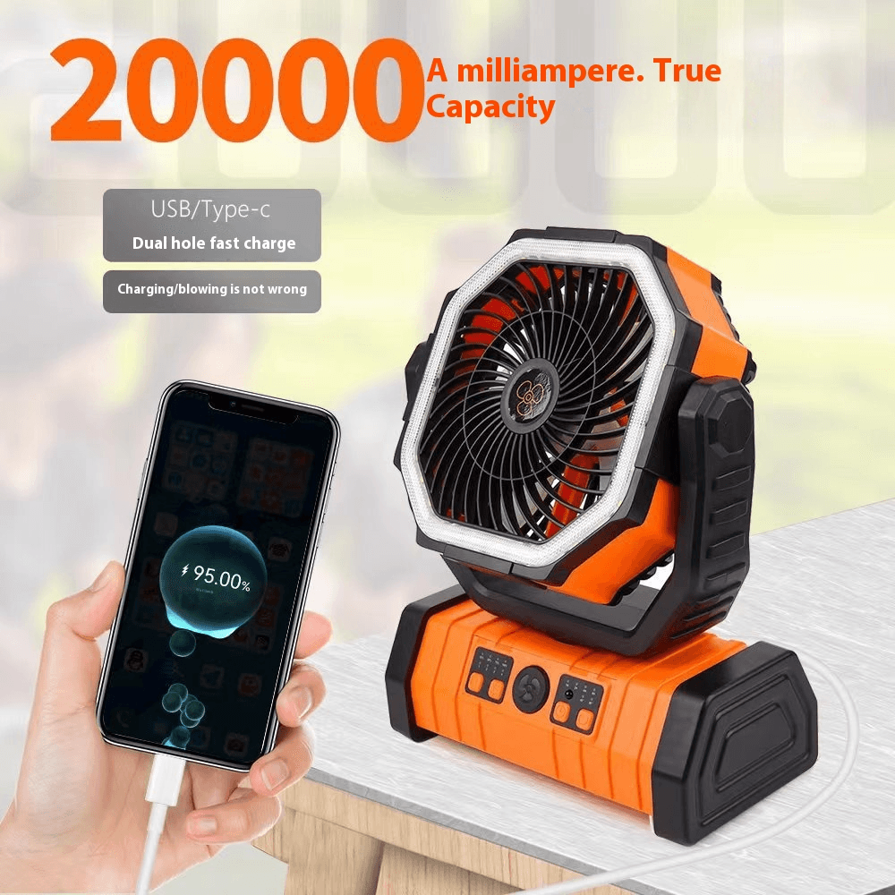 Outdoor Household Power Bank LED Light Camping Fan.