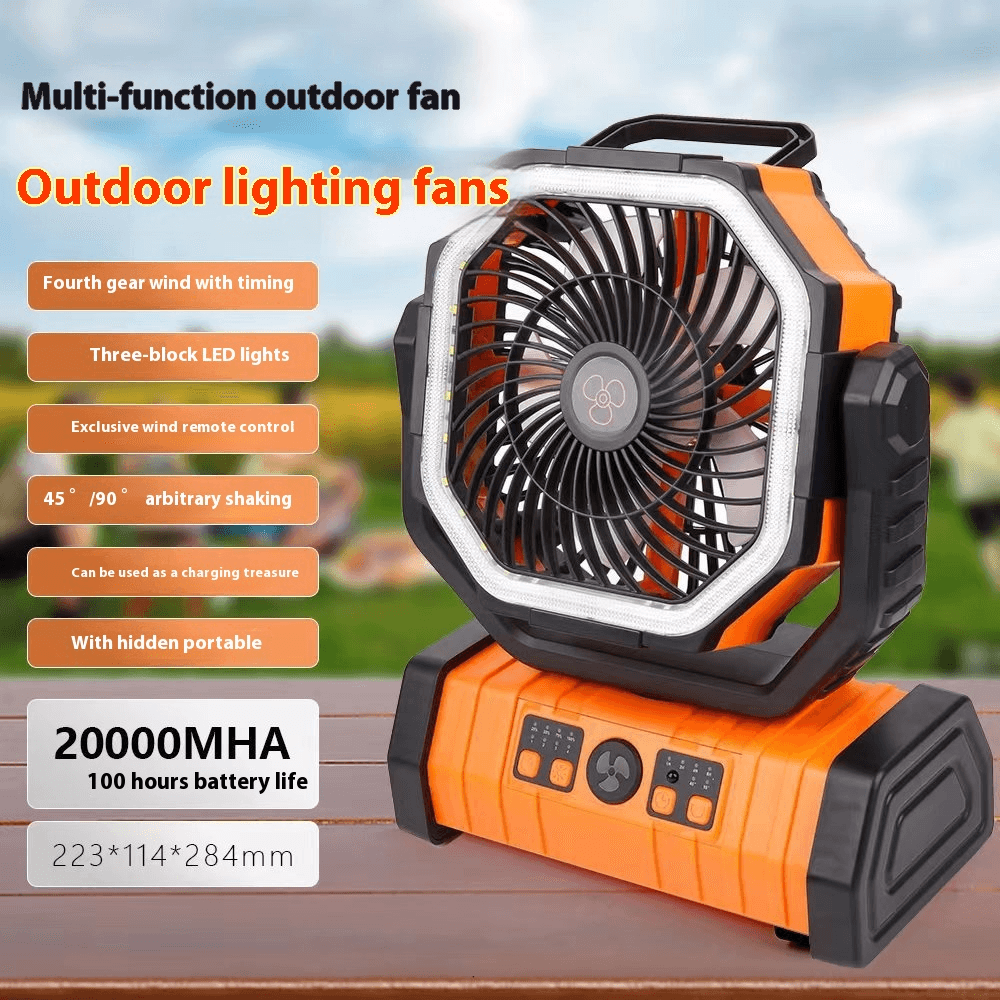 Outdoor Household Power Bank LED Light Camping Fan.