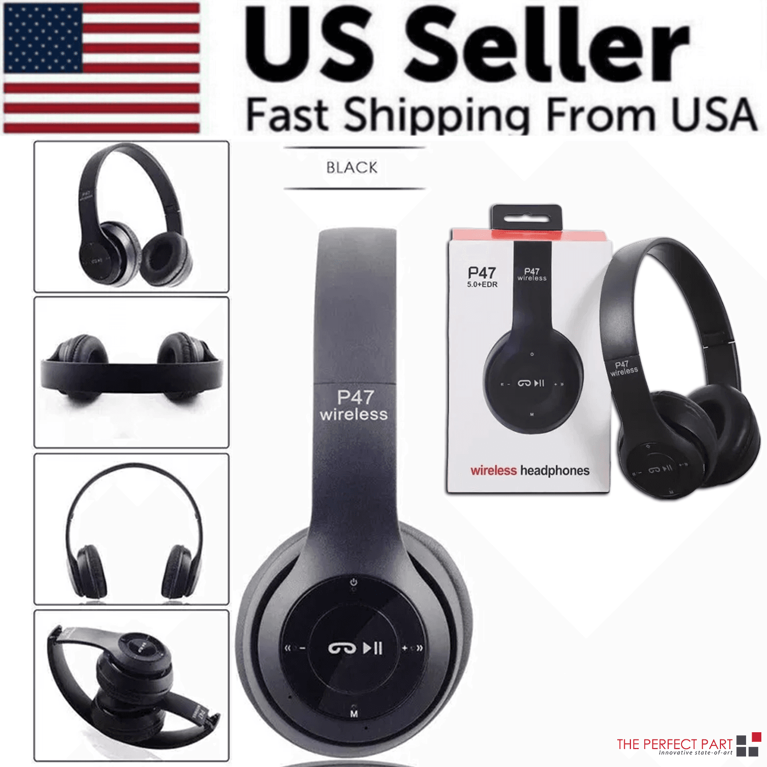 Wireless Bluetooth 5.0 Headphones Headset Over-Ear FM Radio MIC Foldable TF Card.