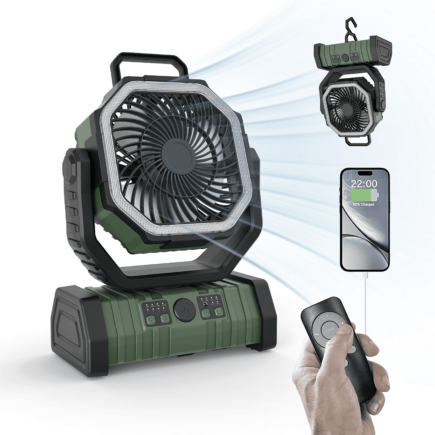 Outdoor Household Power Bank LED Light Camping Fan.