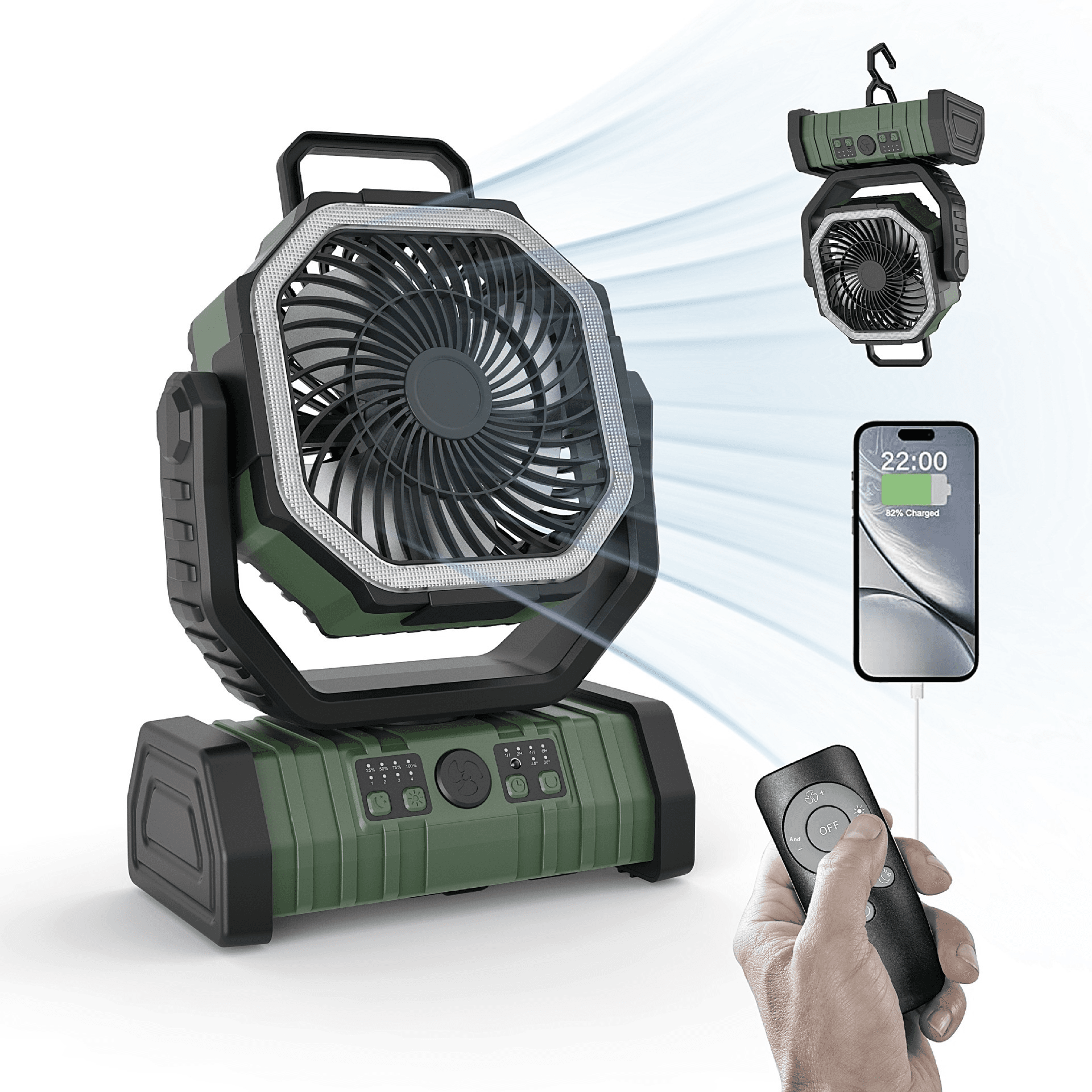 Outdoor Household Power Bank LED Light Camping Fan.