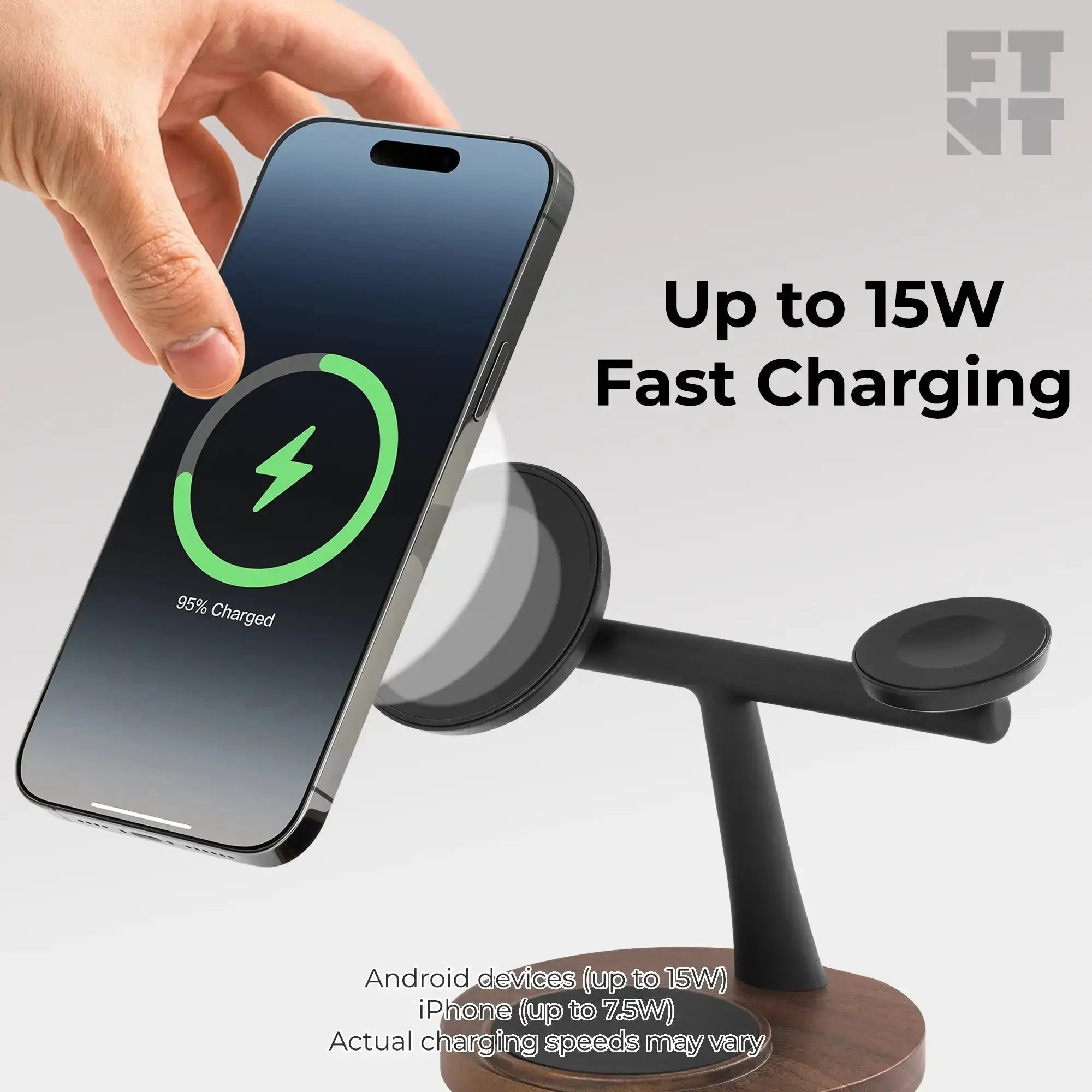ZenStand 3-in-1 Wood MagSafe-compatible Wireless Charging Stand