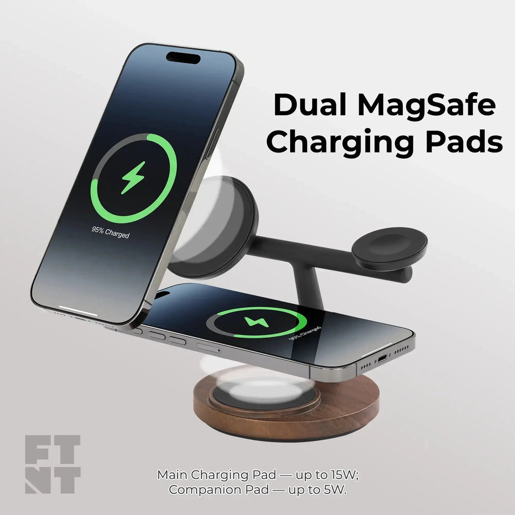 ZenStand 3-in-1 Wood MagSafe-compatible Wireless Charging Stand