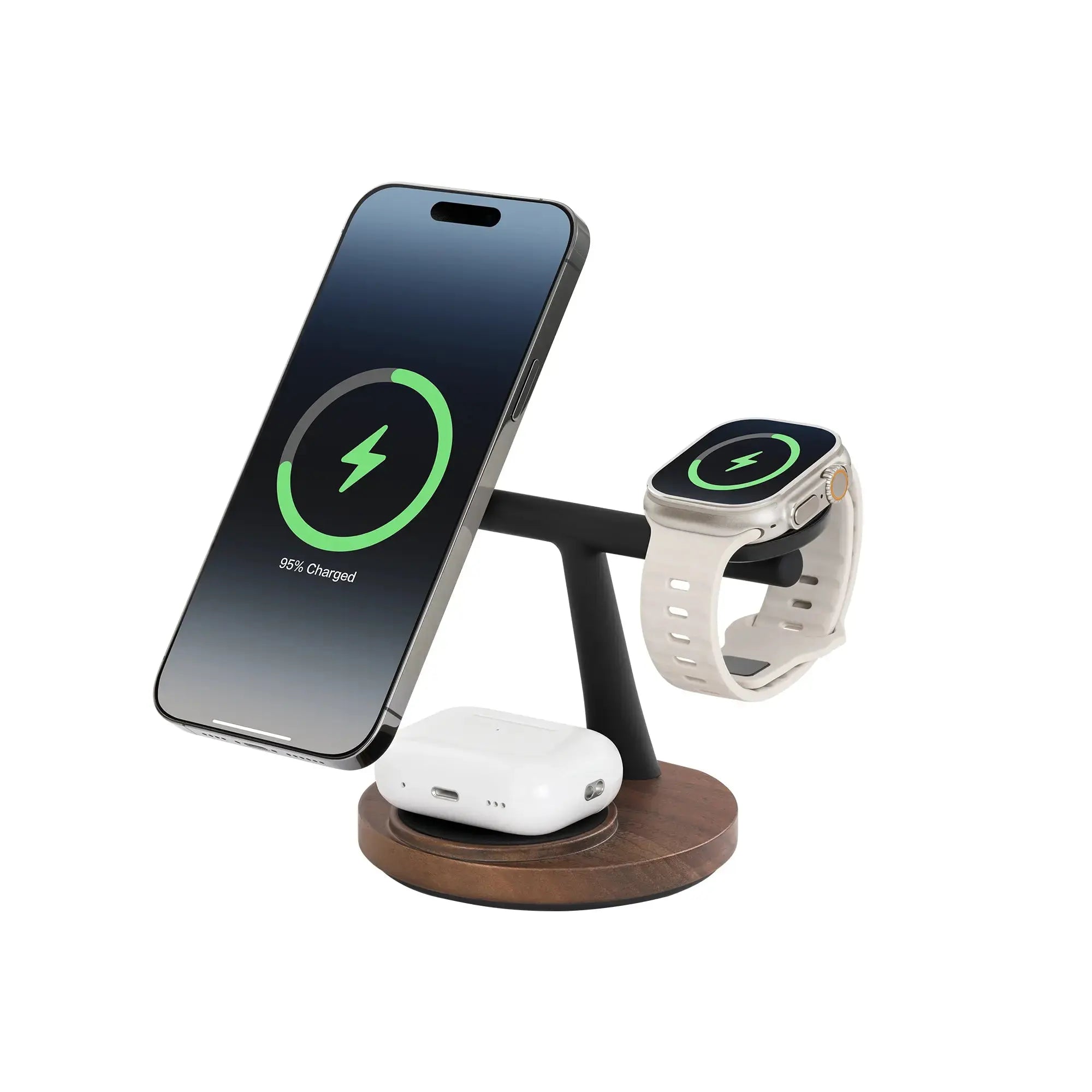 ZenStand 3-in-1 Wood MagSafe-compatible Wireless Charging Stand