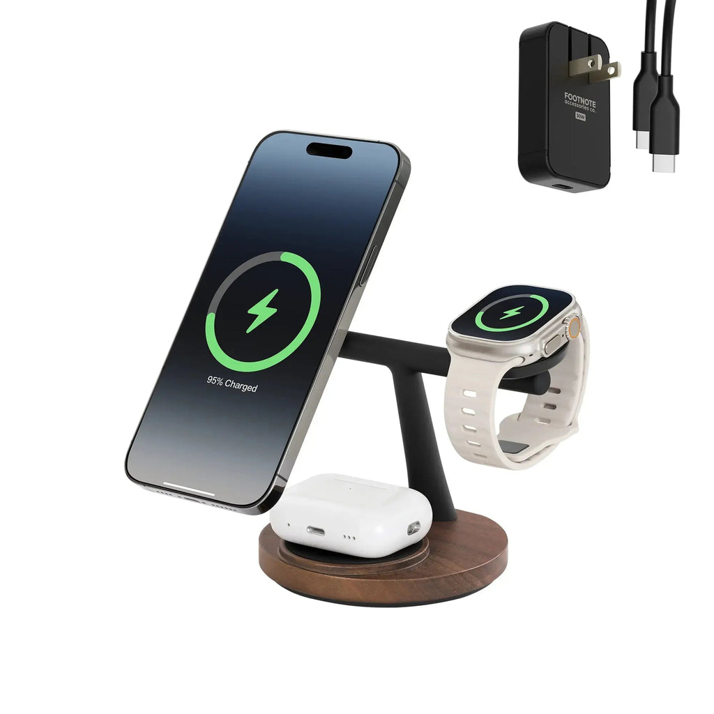 ZenStand 3-in-1 Wood MagSafe-compatible Wireless Charging Stand