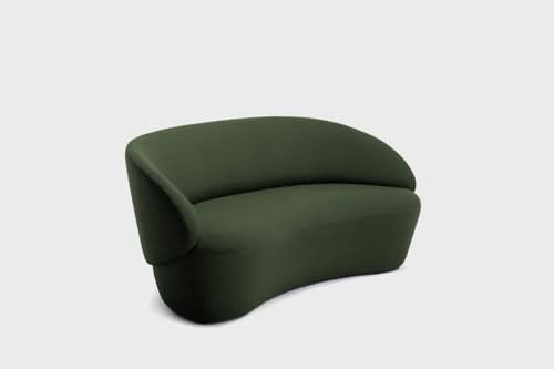 Naïve Sofa in dark green, curved contemporary two-seat design