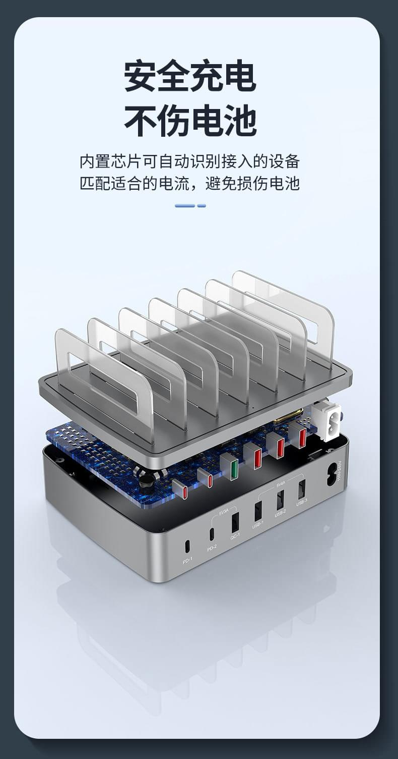 QC3.0 multi-port USB charger PD phablet universal desktop stand smart charging station fast charger.