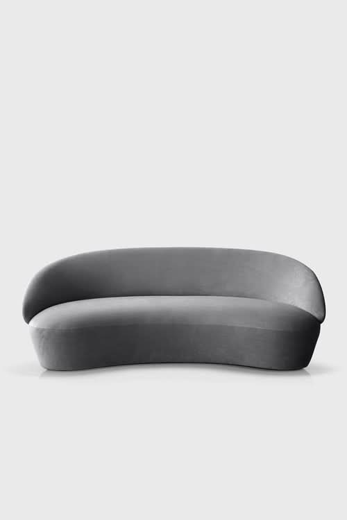 Naïve Sofa curved gray seating in modern sculptural form