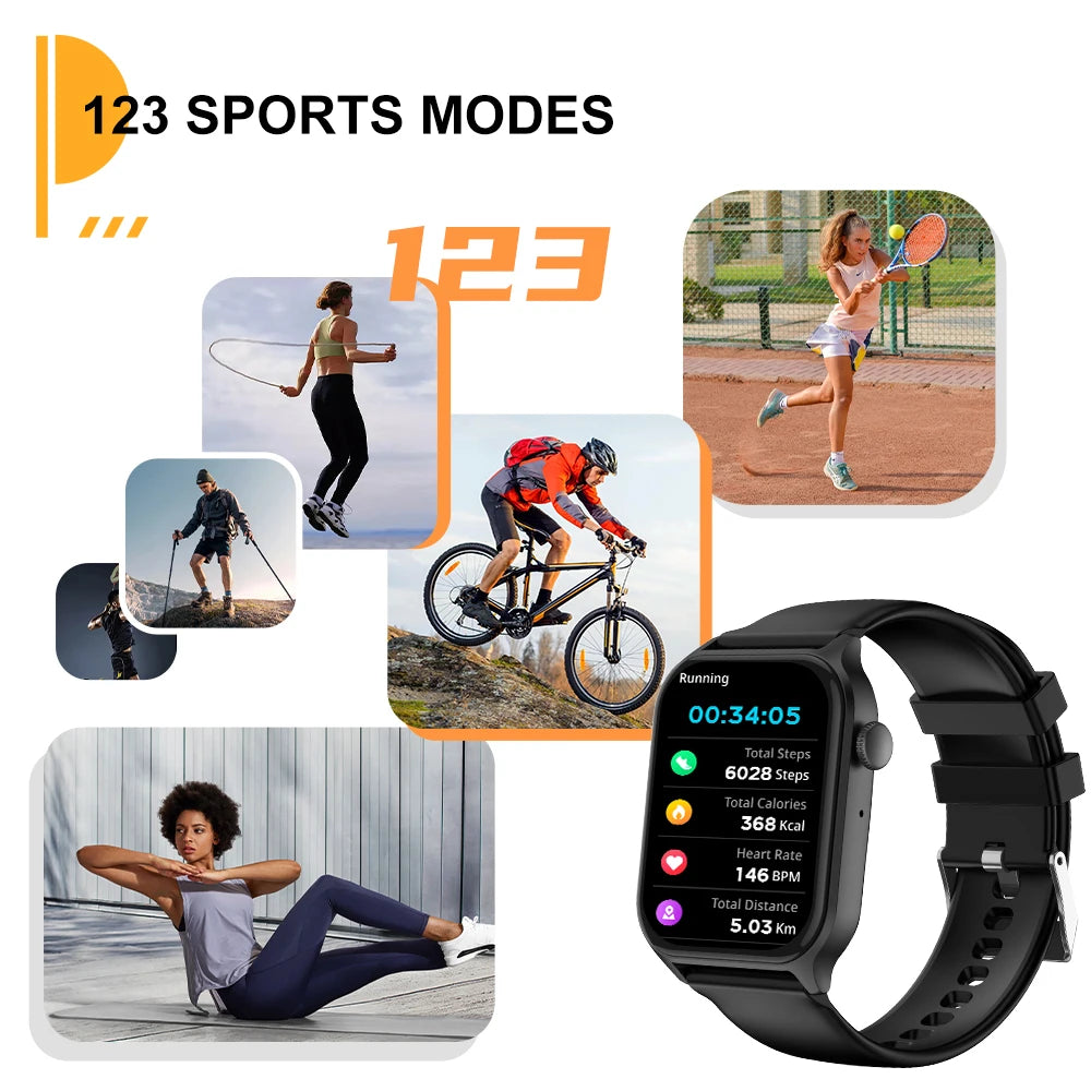 PEJE Smartwatch Voice Making&Calling Calls 1.83'' Full Touch  Screen 24H Health Monitor 100+ Sport Modes 200+ Watch Faces