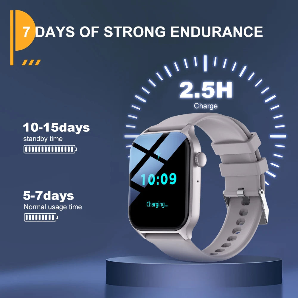 PEJE Smartwatch Voice Making&Calling Calls 1.83'' Full Touch  Screen 24H Health Monitor 100+ Sport Modes 200+ Watch Faces