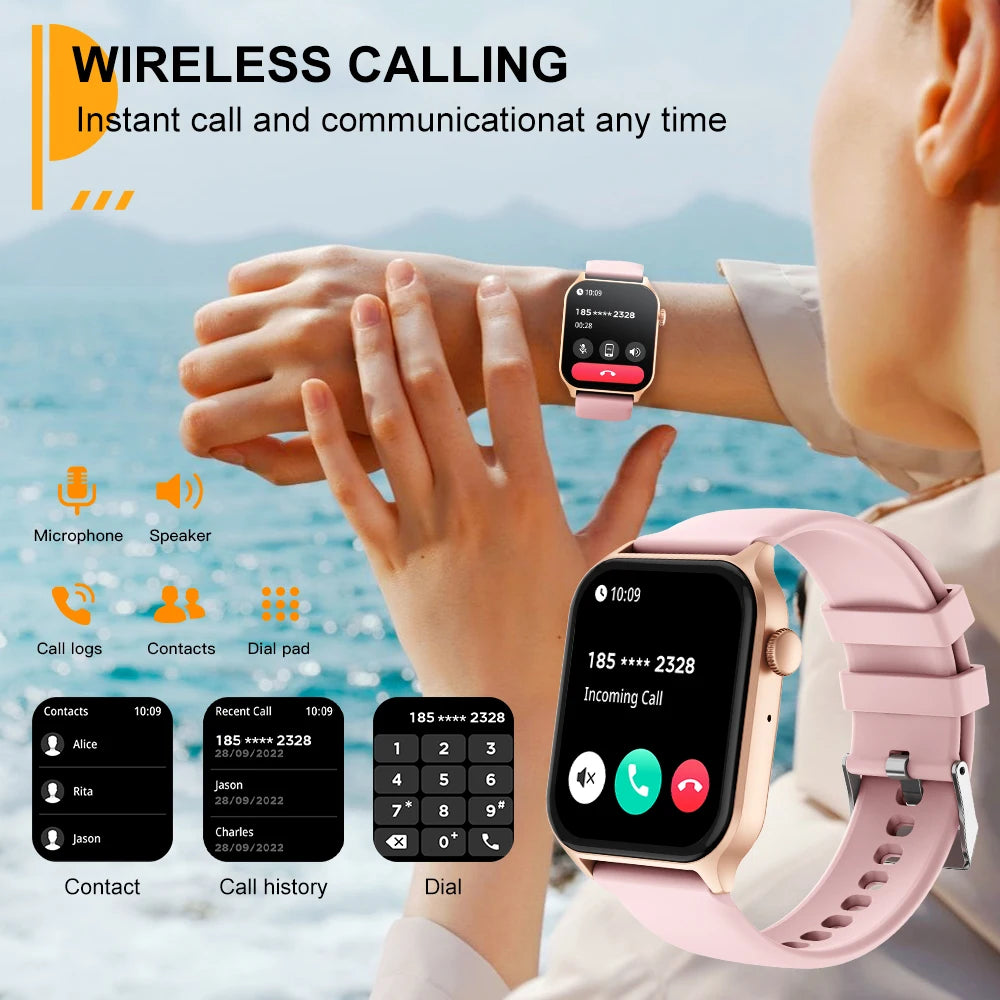 PEJE Smartwatch Voice Making&Calling Calls 1.83'' Full Touch  Screen 24H Health Monitor 100+ Sport Modes 200+ Watch Faces