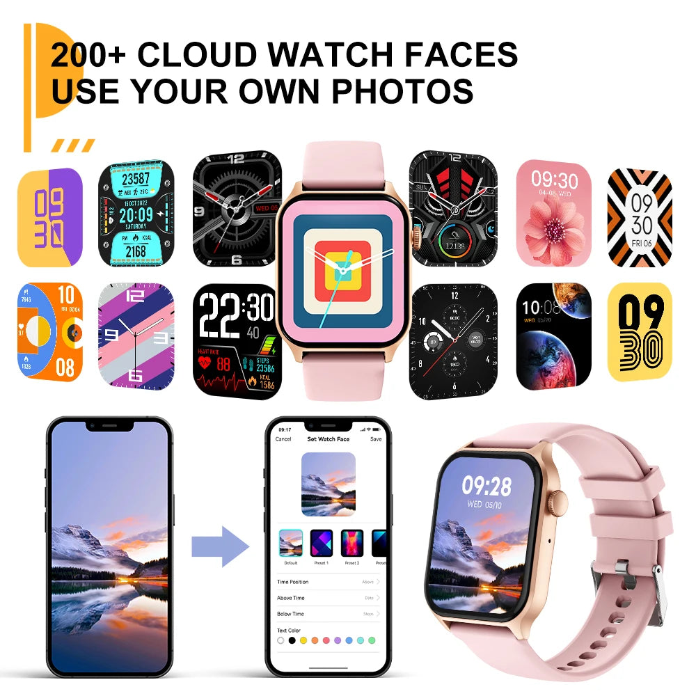 PEJE Smartwatch Voice Making&Calling Calls 1.83'' Full Touch  Screen 24H Health Monitor 100+ Sport Modes 200+ Watch Faces