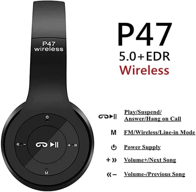 Wireless Bluetooth 5.0 Headphones Headset Over-Ear FM Radio MIC Foldable TF Card.