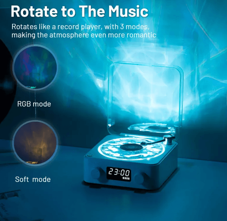 Bluetooth Retro Turntable Speaker with RGB Lights.