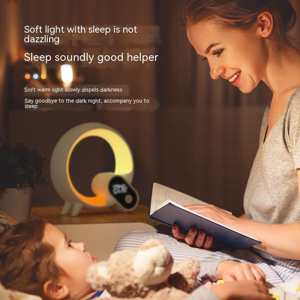 Creative Q Light Analog Sunrise Digital Display Alarm Clock Bluetooth Audio Intelligent Wake-up Q Colorful Atmosphere Light.