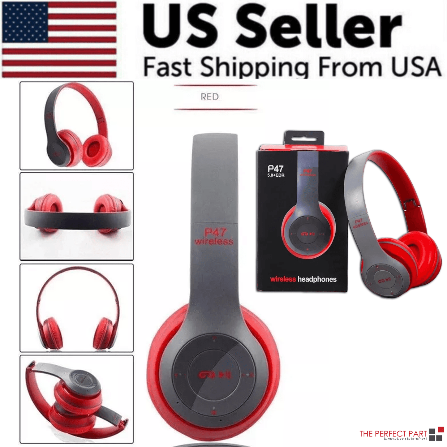 Wireless Bluetooth 5.0 Headphones Headset Over-Ear FM Radio MIC Foldable TF Card.