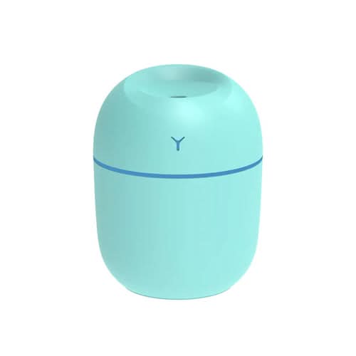 Turquoise portable ultrasonic humidifier with LED and aroma diffuser function