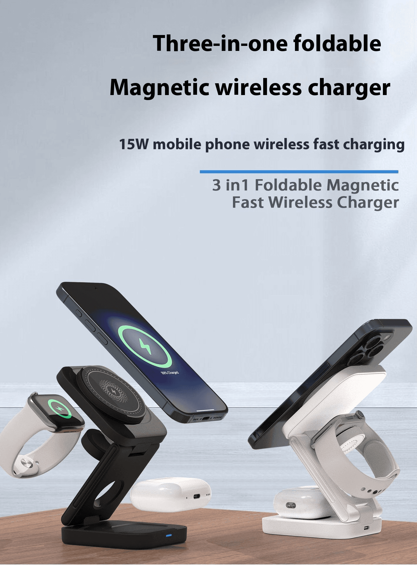 3 IN 1 FOLDABLE WIRELESS CHARGER.