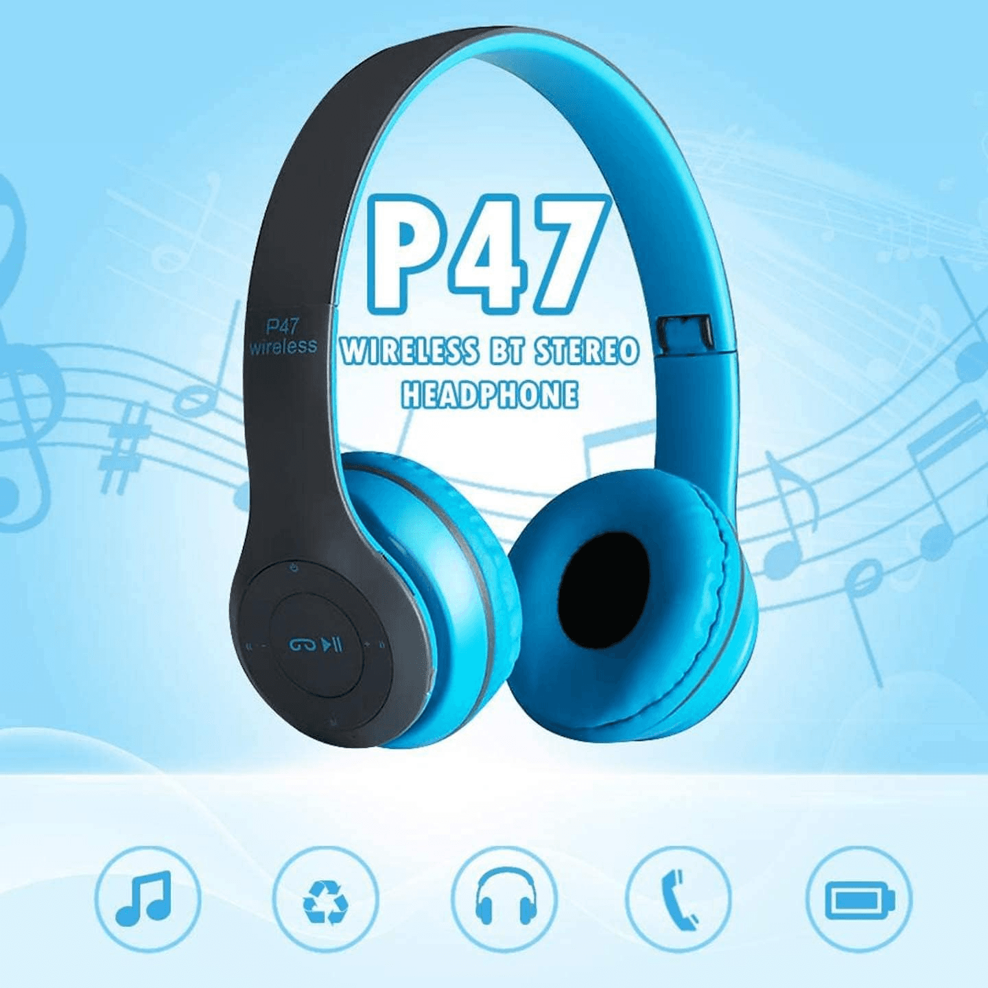Wireless Bluetooth 5.0 Headphones Headset Over-Ear FM Radio MIC Foldable TF Card.