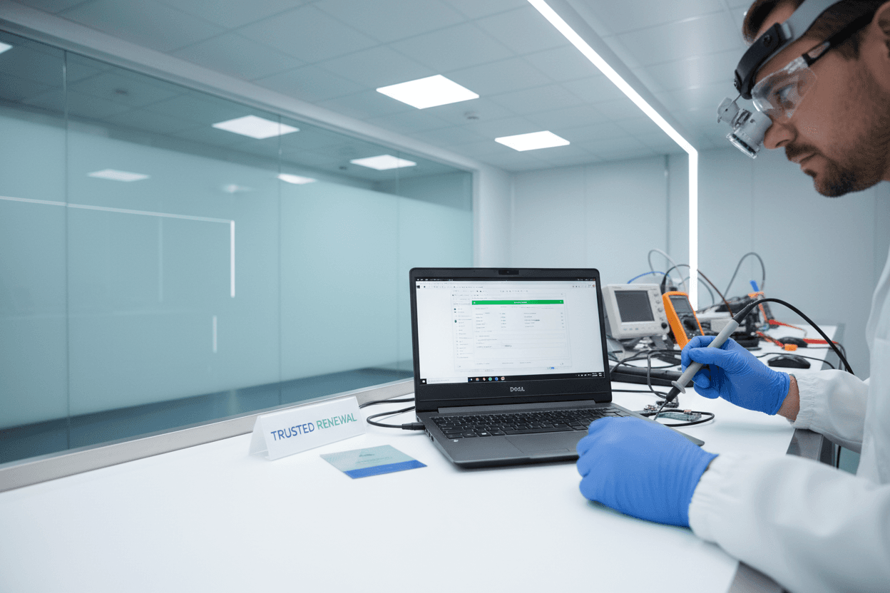 Dell Precision M5510 being quality tested in a clean lab