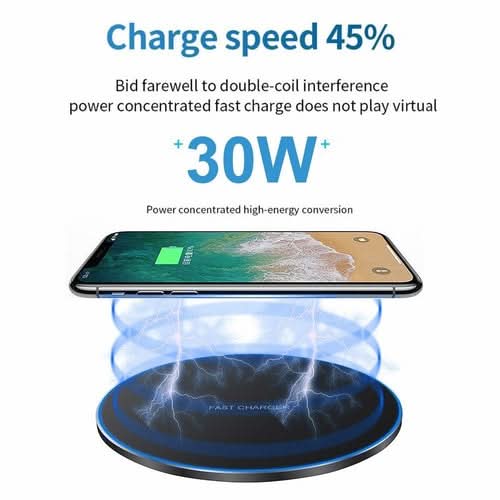 Dragon W9 Slim Wireless Charging Pad with charging coil visualization and device on pad