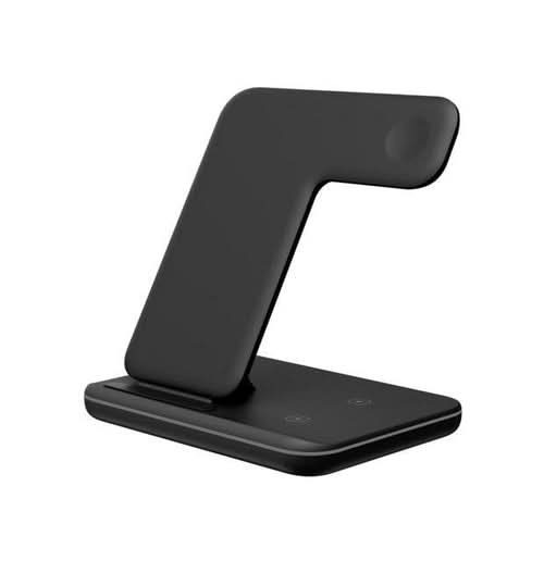 Black 3-in-1 wireless charging stand for mobile phones